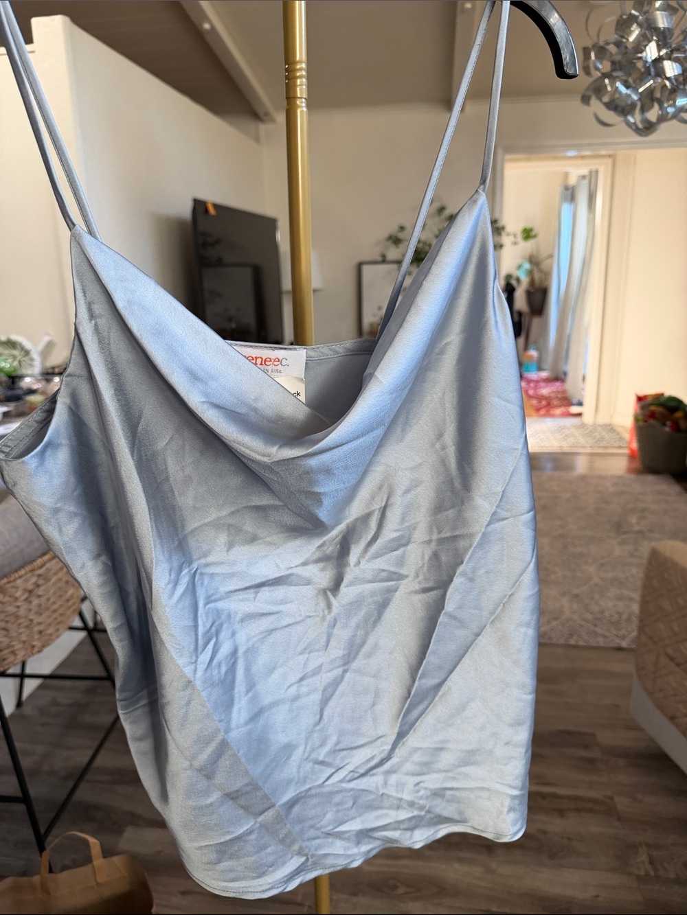 Renee C. Light Blue Satin Camisole